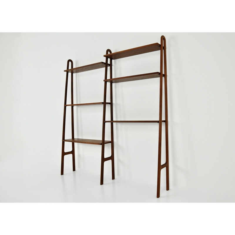Vintage wall bookcase with 6 shelves, Italy 1970