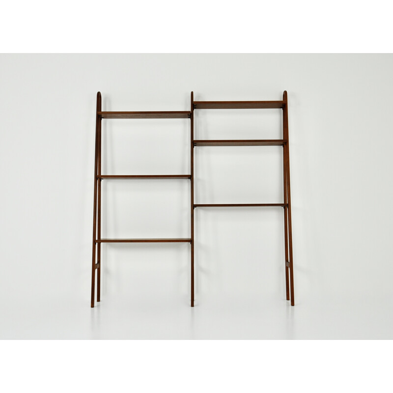 Vintage wall bookcase with 6 shelves, Italy 1970