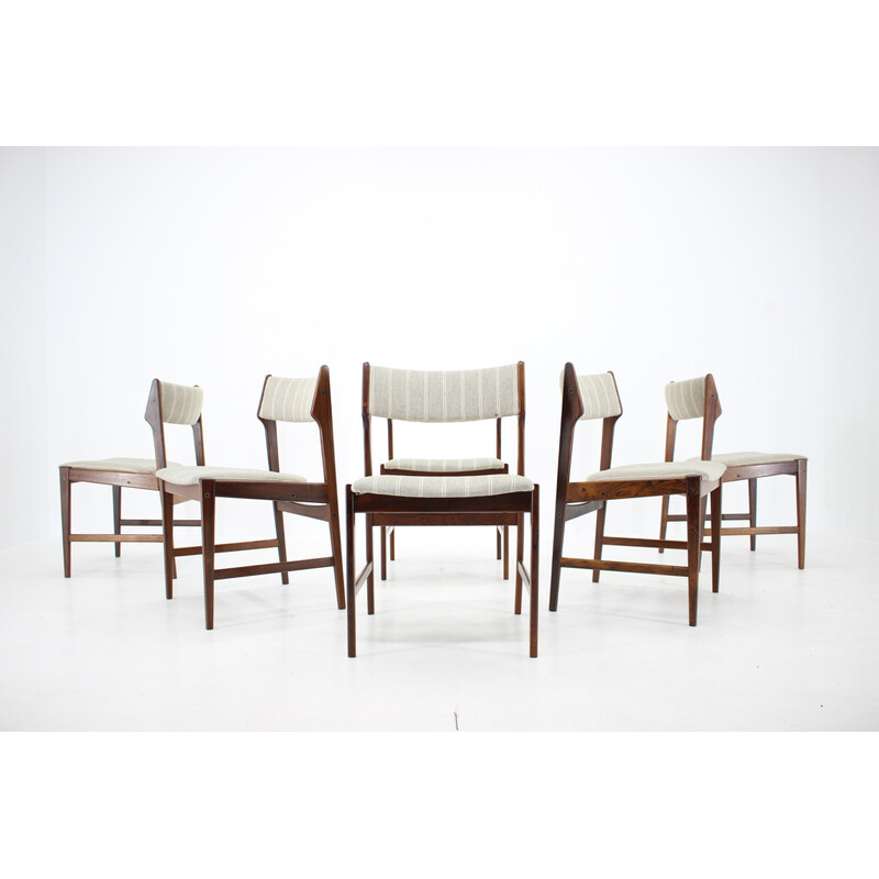 Ensemble de 6 chaises vintage en palissandre par Erich Buch, Danemark 1960