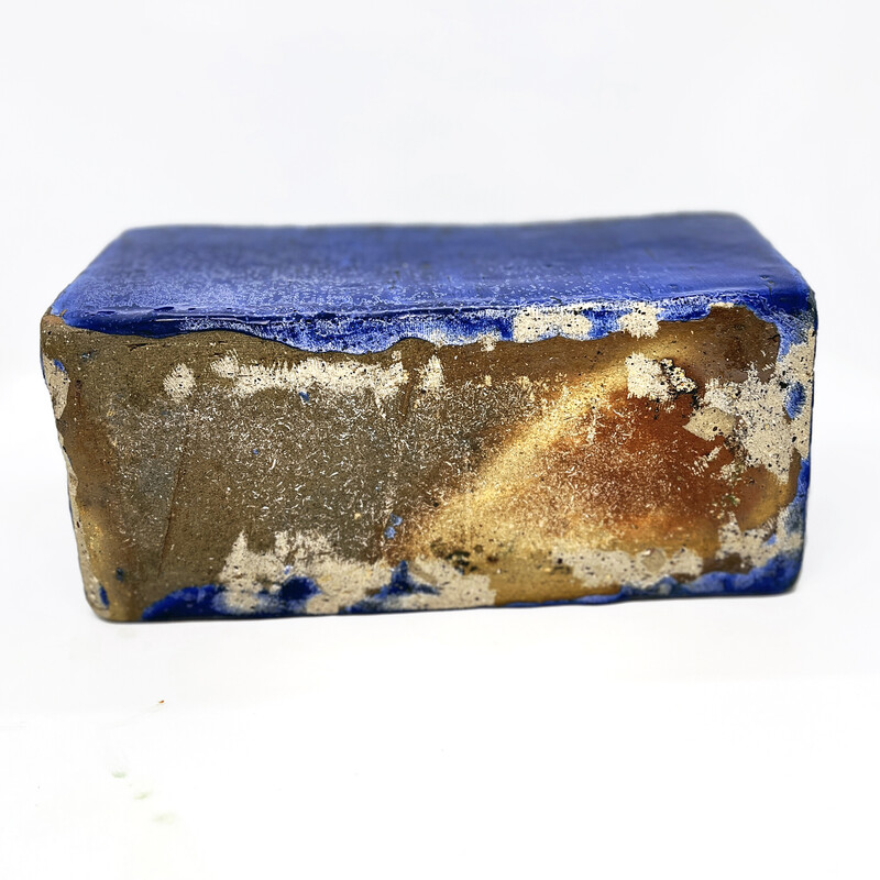 Pote de cerâmica vintage com vidrado azul, Bélgica 1980