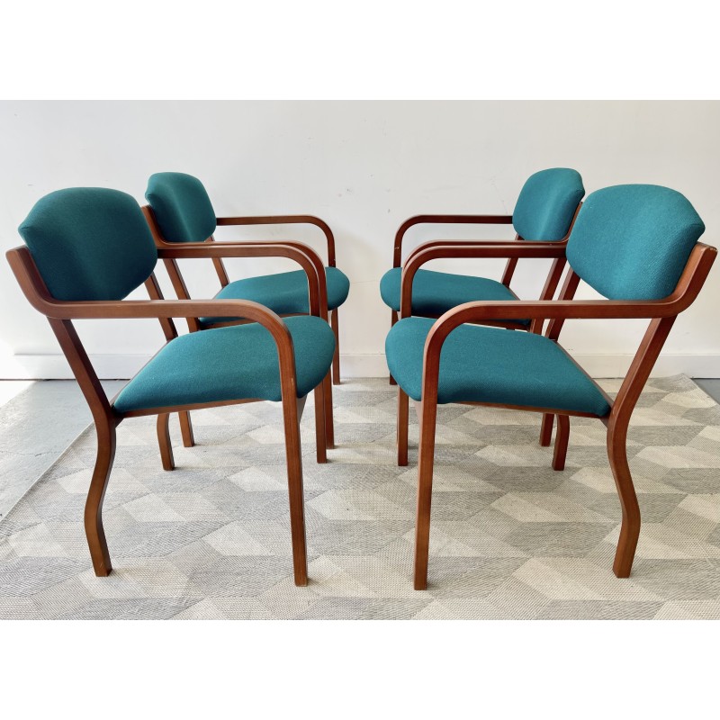 Ensemble de 4 fauteuils de réception vintage, 1990
