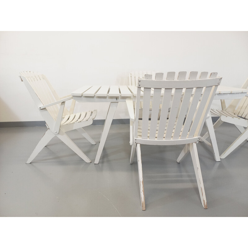 Salon de jardin scandinave vintage blanc, 1960