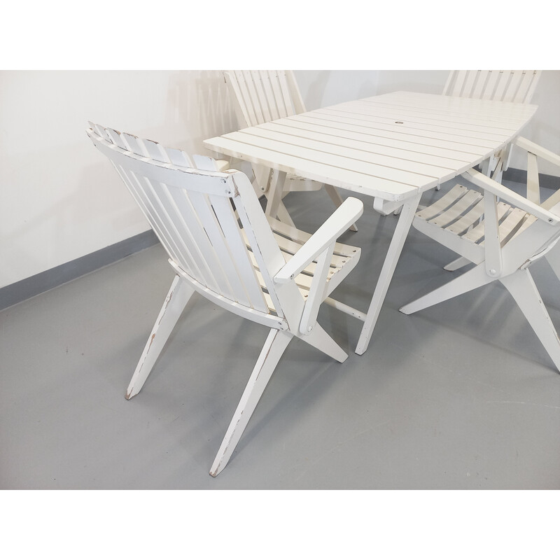 Salon de jardin scandinave vintage blanc, 1960