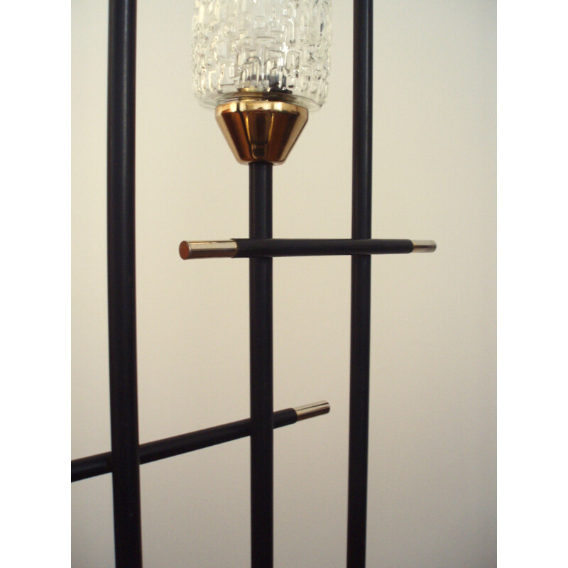 Black floor lamp in metal by Maison Arlus - 1950s