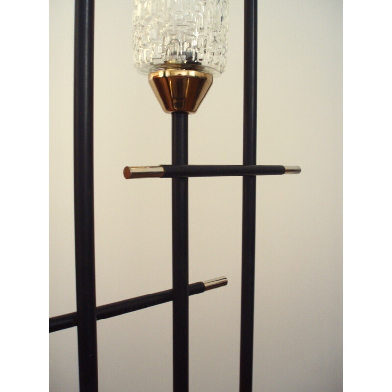 Lampadaire noir en métal de Maison Arlus - 1950