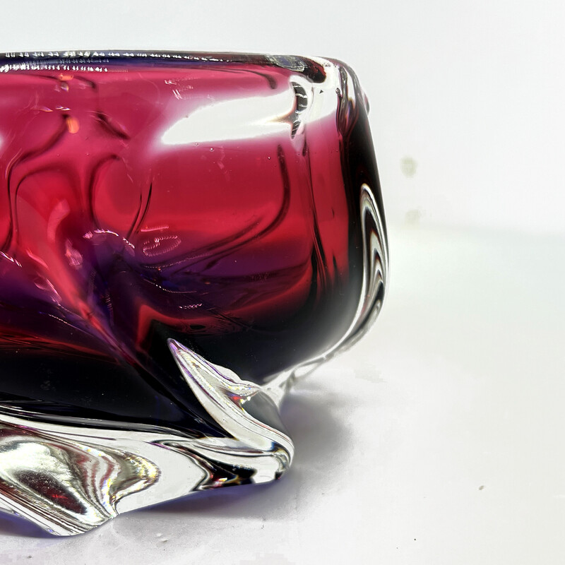 Vintage glass ashtray by J. Hospodka for Chribska Sklarna, Czechoslovakia 1960