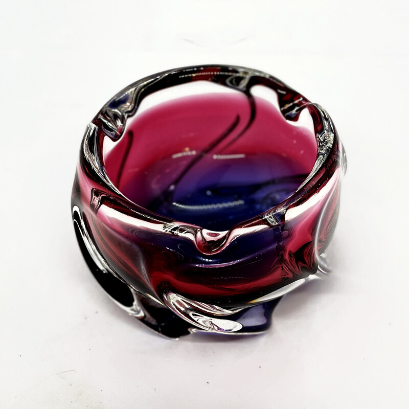 Vintage glass ashtray by J. Hospodka for Chribska Sklarna, Czechoslovakia 1960