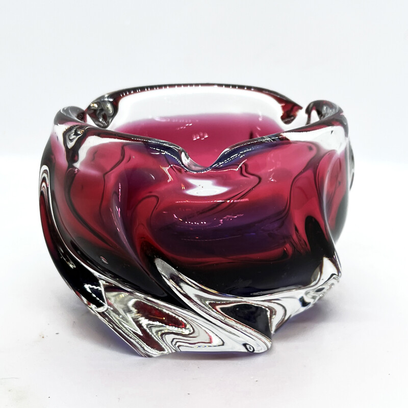 Vintage glass ashtray by J. Hospodka for Chribska Sklarna, Czechoslovakia 1960