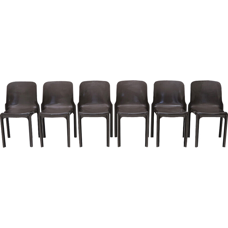 Set of 6 vintage "Selene" chairs by Vico Magistretti for Artemide, 1960s