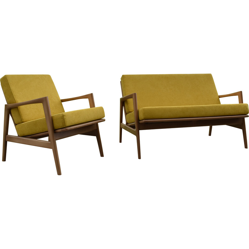 Scandinavian vintage yellow living room set, 1960s