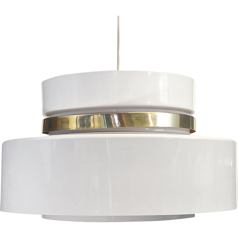 Vintage pendant lamp in white lacquered aluminium by Carl Thore for Granhaga Metall, Sweden 1970s