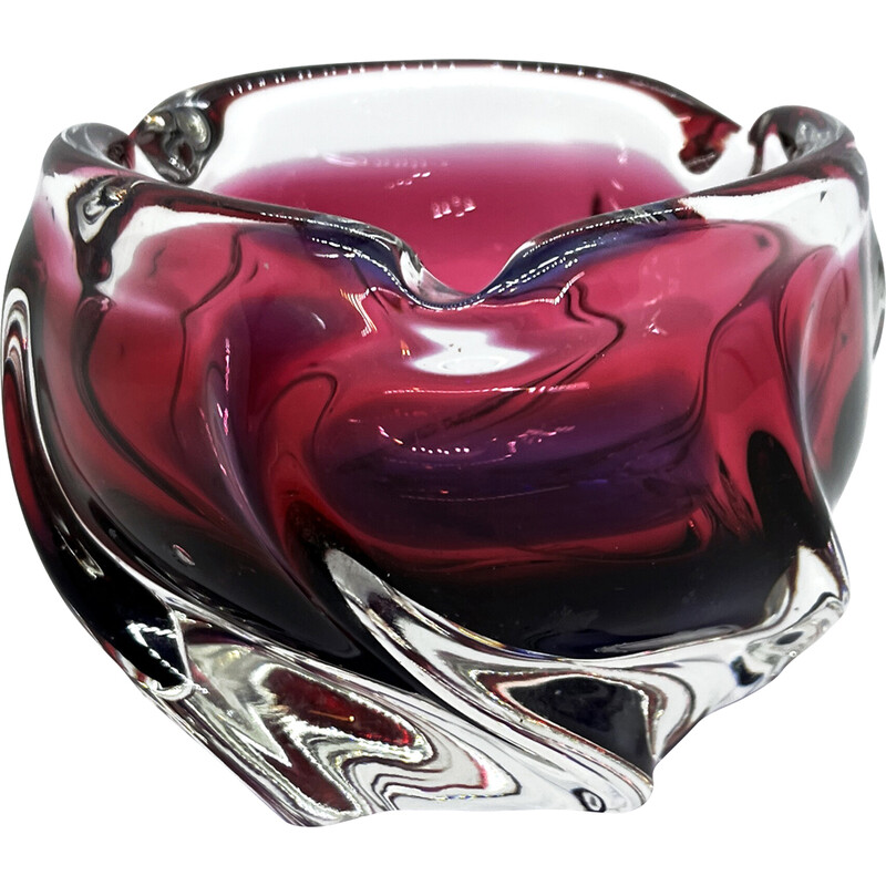 Vintage glass ashtray by J. Hospodka for Chribska Sklarna, Czechoslovakia 1960