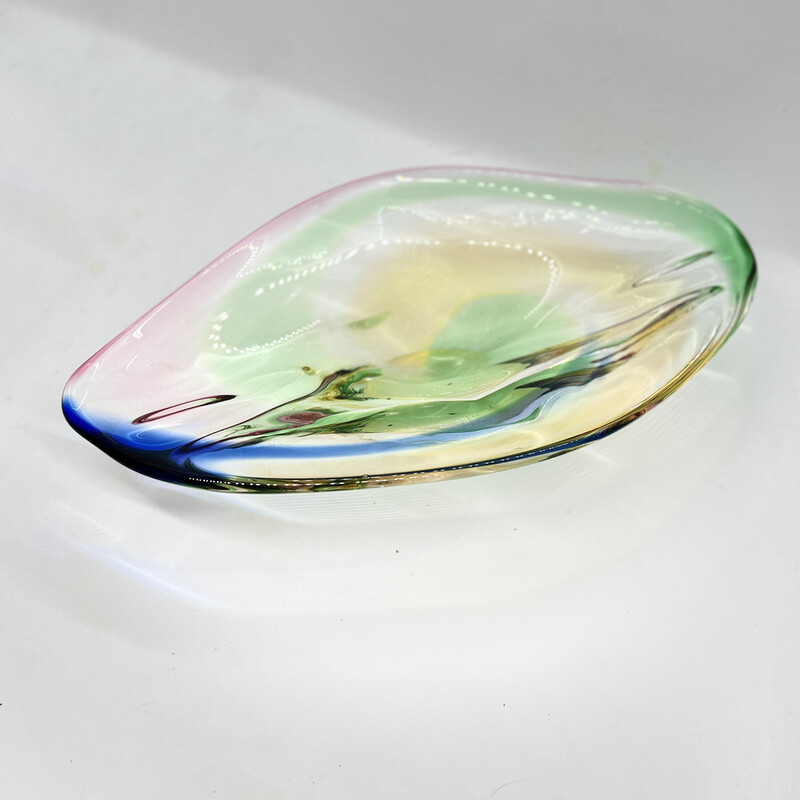 Vintage glass platter by J. Rozinek for Borskie Sklo, Czechoslovakia 1960