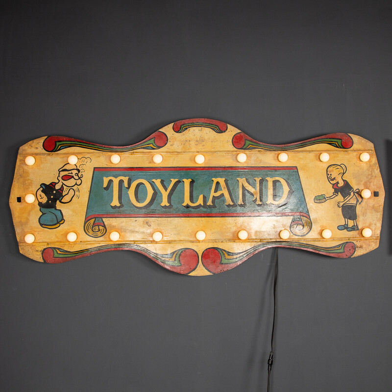 Pair of vintage metal fairground signs, 1930