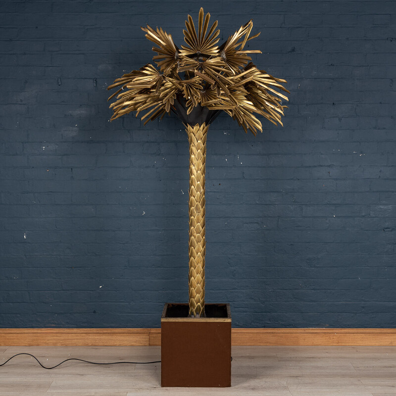 Vintage palm floor lamp by Christian Techouyeres for Maison Jansen, France 1970