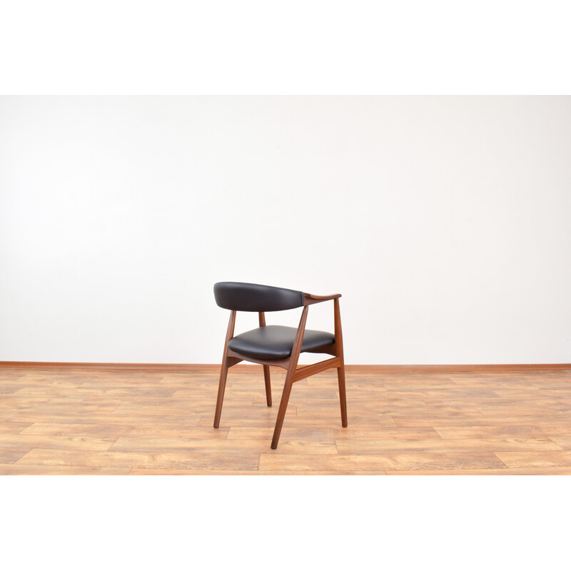 Vintage teakhouten en lederen fauteuil van Thomas Harlev voor Farstrup Møbler, Denemarken 1950