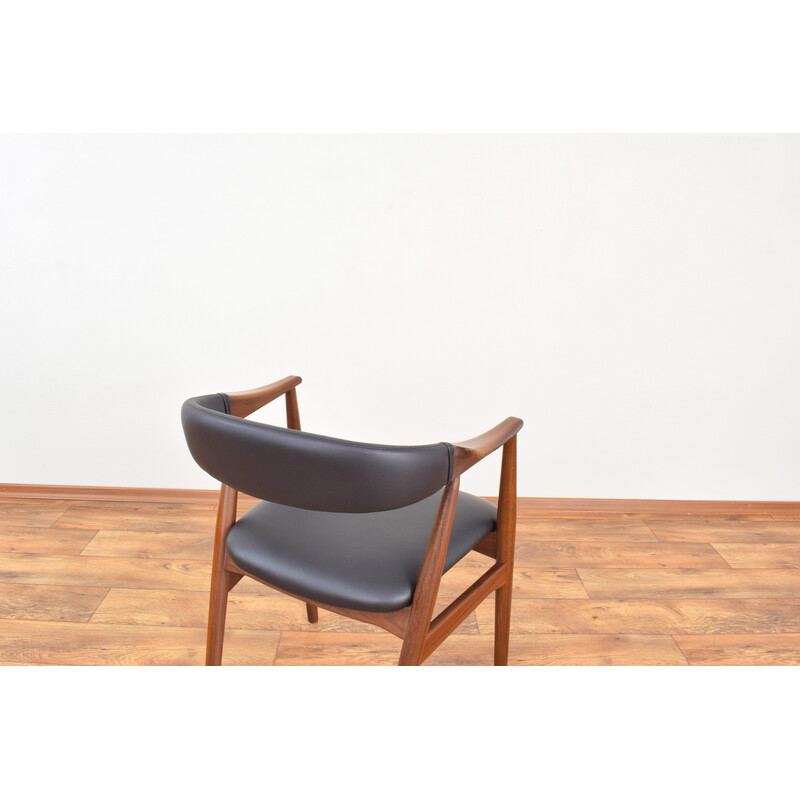 Vintage teak and leather armchair by Thomas Harlev for Farstrup Møbler, Denmark 1950