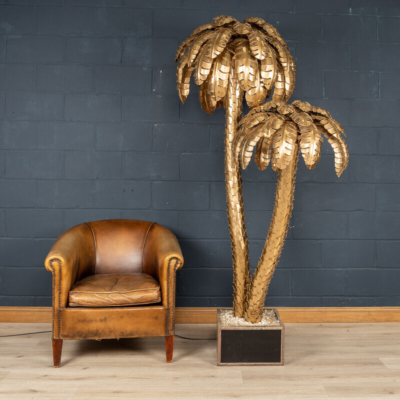 Vintage palm floor lamp by Maison Jansen, France 1970