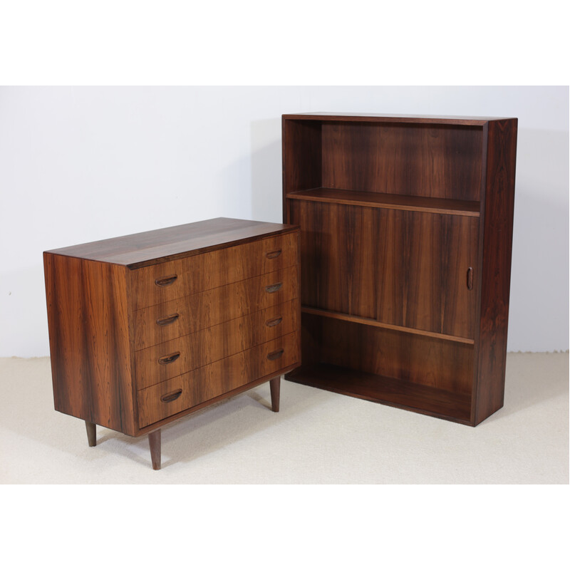 Vintage rosewood chest and bookcase for P. Westergaard