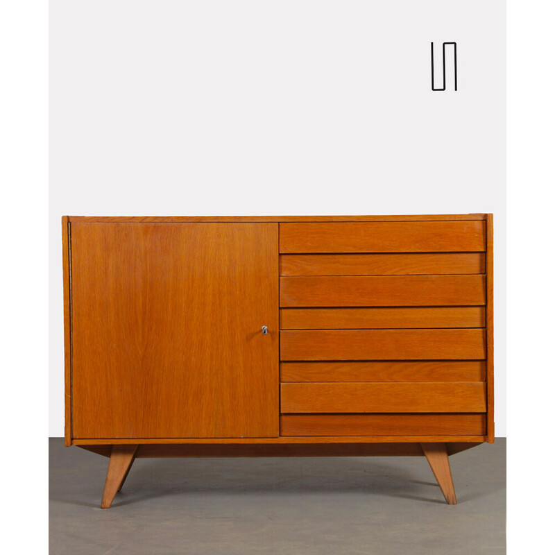 Vintage U-458 oakwood chest of drawers by Jiri Jiroutek for Interier Praha, 1960