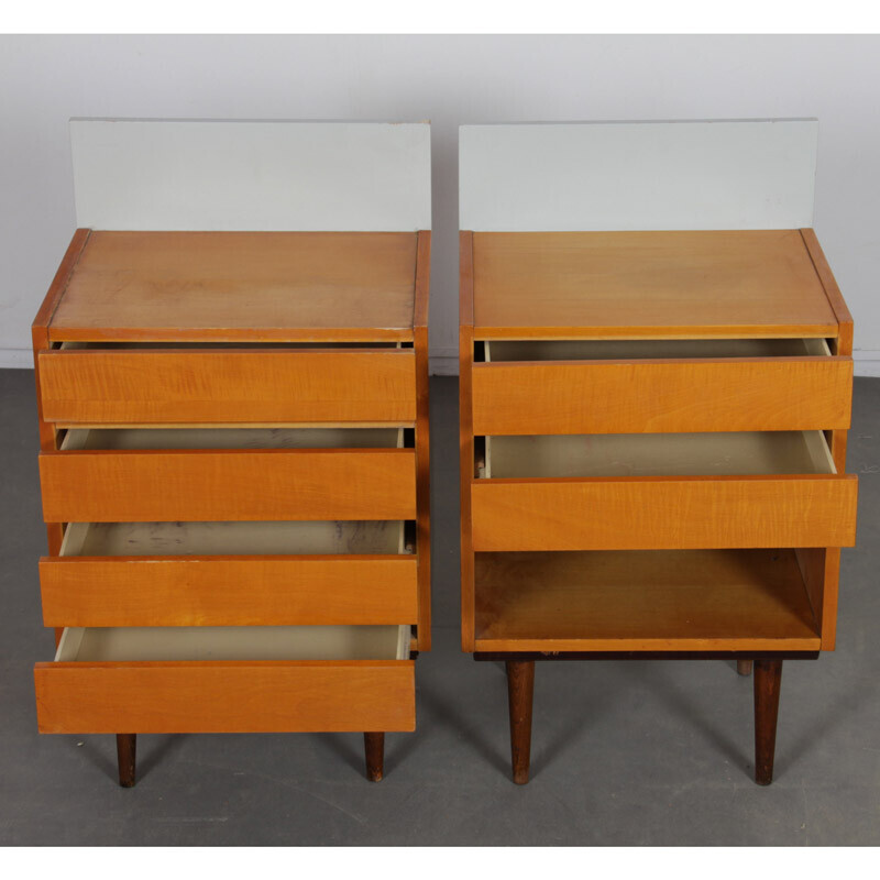 Pair of vintage wood nightstands, 1960
