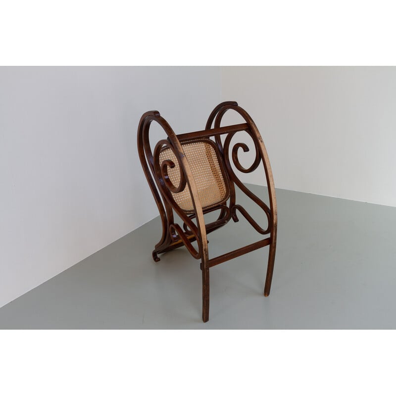 Vintage gebogen houten schommelstoel, 1950