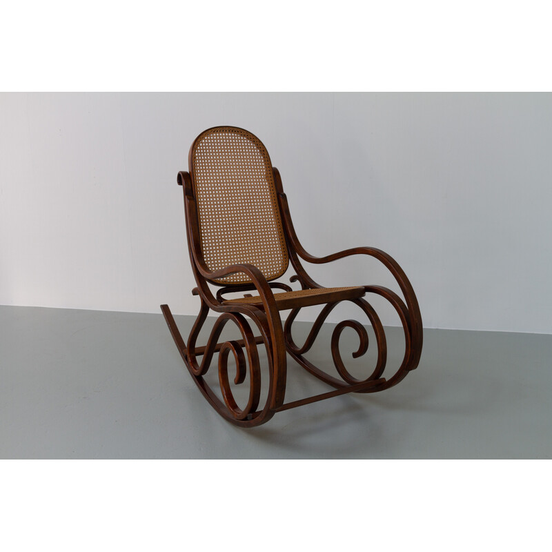 Vintage gebogen houten schommelstoel, 1950