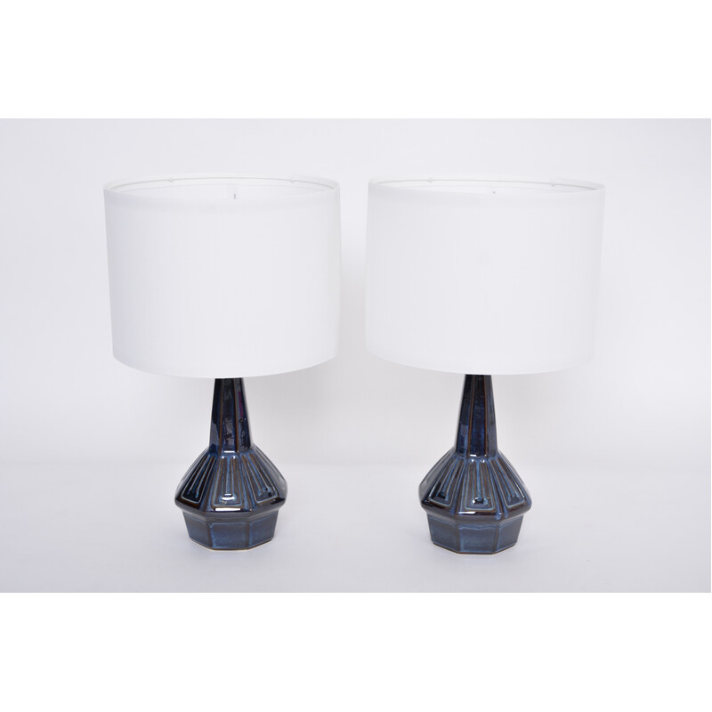Pair of vintage blue table lamps model 1055 by Einar Johansen for Soholm