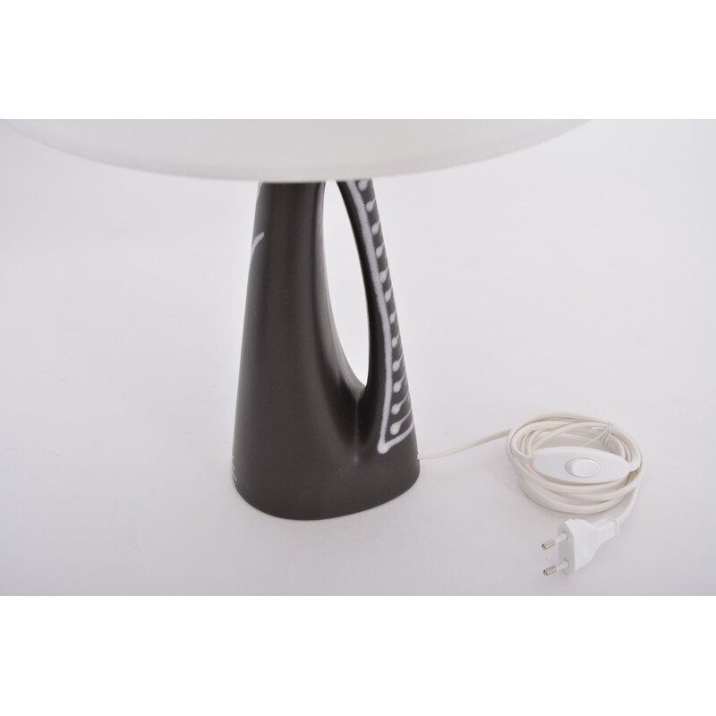 Pair of Danish midcentury black ceramic table lamps by Holm Sorensen for Søholm