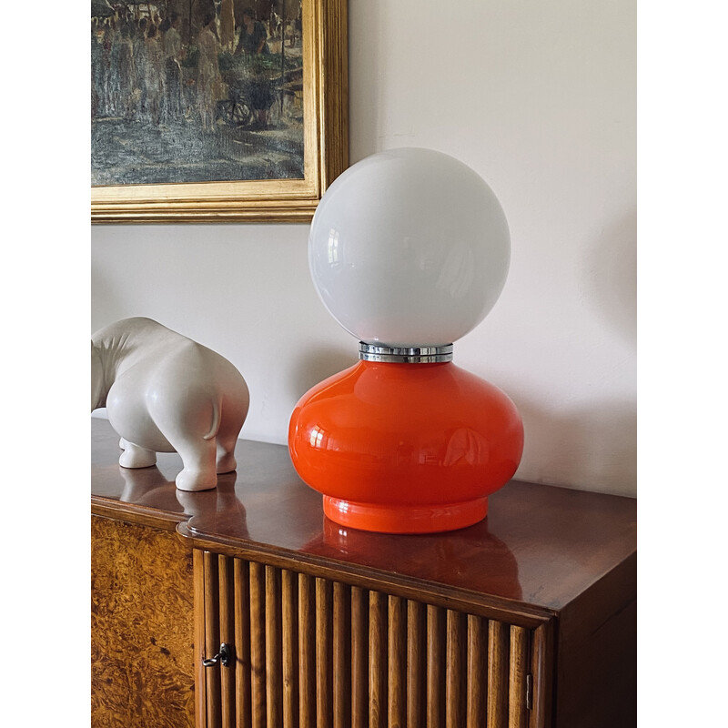 Lámpara de mesa vintage de cristal de Murano por Carlo Nason para Av Mazzega, Italia 1970