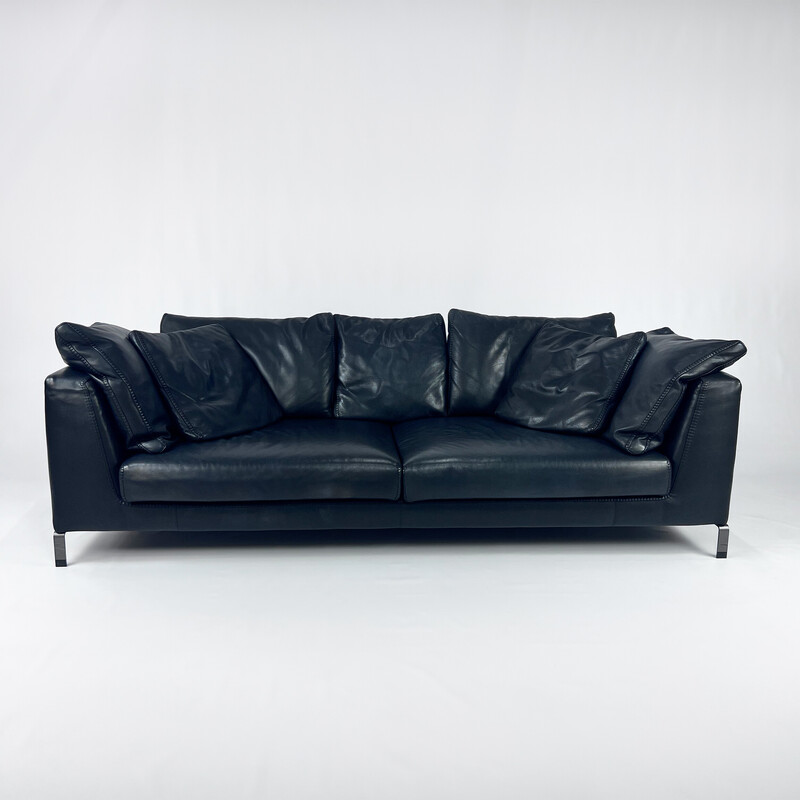 Vintage Ray sofa in anthracite leather by B and B Italia, 2010