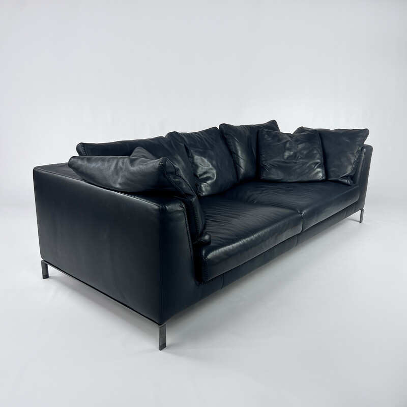 Vintage Ray sofa in anthracite leather by B and B Italia, 2010