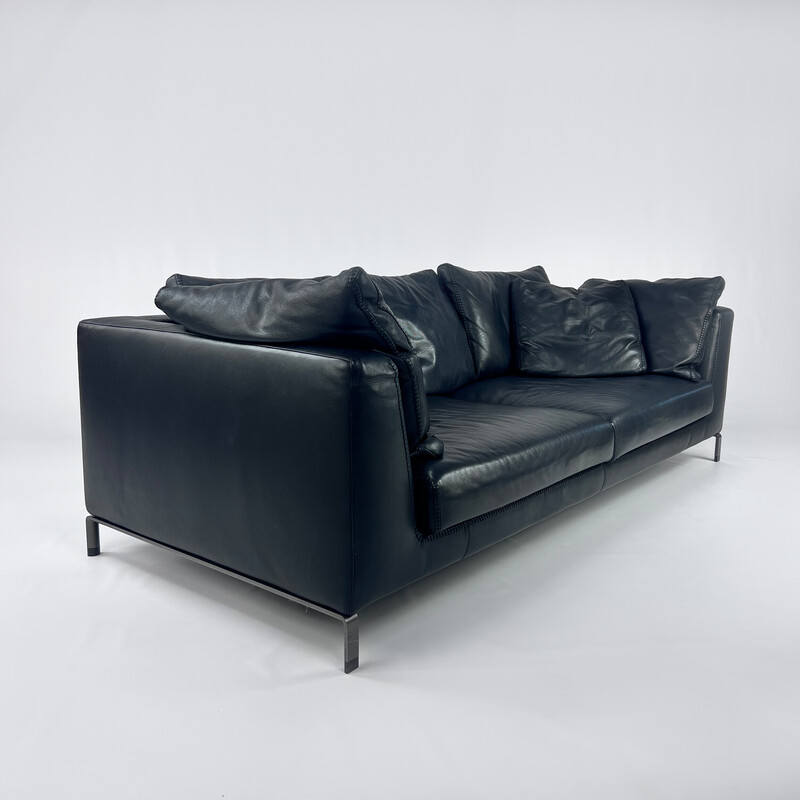 Vintage Ray sofa in anthracite leather by B and B Italia, 2010