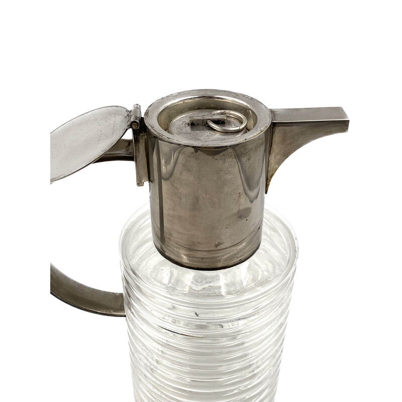 Vintage glass and silver jug by Sergio Asti for Arnolfo di Cambio, 1968