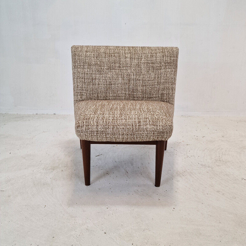 Conjunto de 4 cadeiras vintage em teca e tecido, Dinamarca 1960