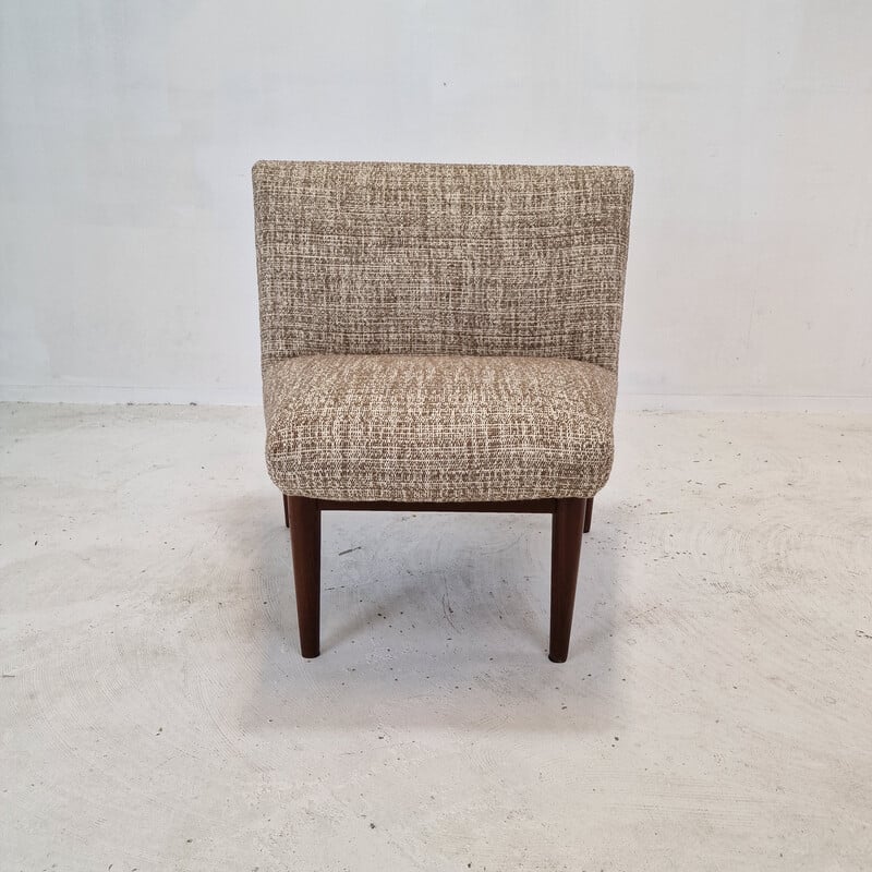 Set of 4 vintage teak and fabric chairs, Denmark 1960