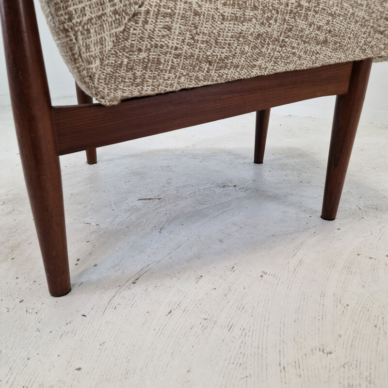 Set of 4 vintage teak and fabric chairs, Denmark 1960