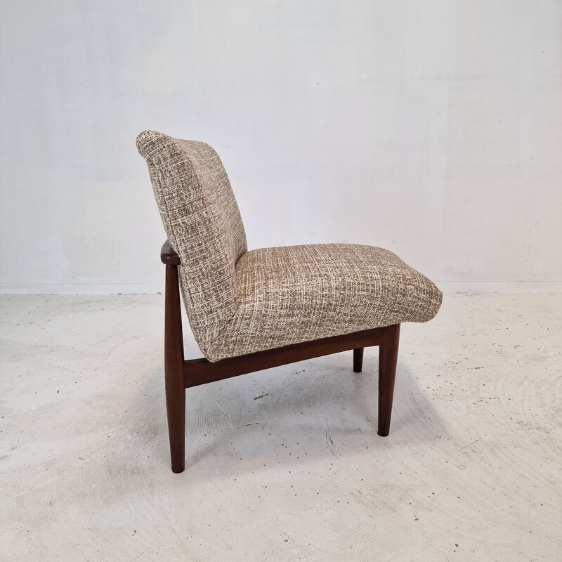 Set of 4 vintage teak and fabric chairs, Denmark 1960