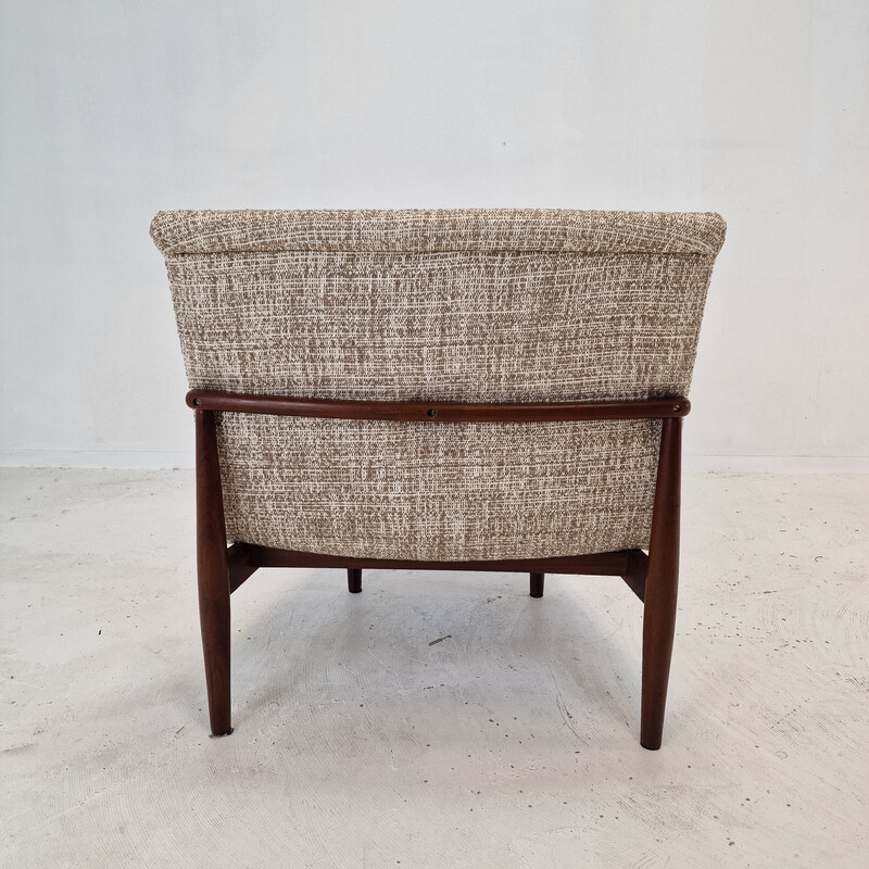 Set van 4 vintage stoelen van teakhout en stof, Denemarken 1960