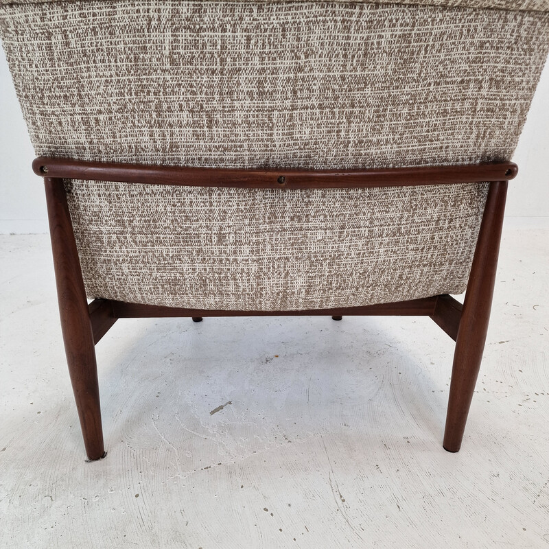 Set of 4 vintage teak and fabric chairs, Denmark 1960