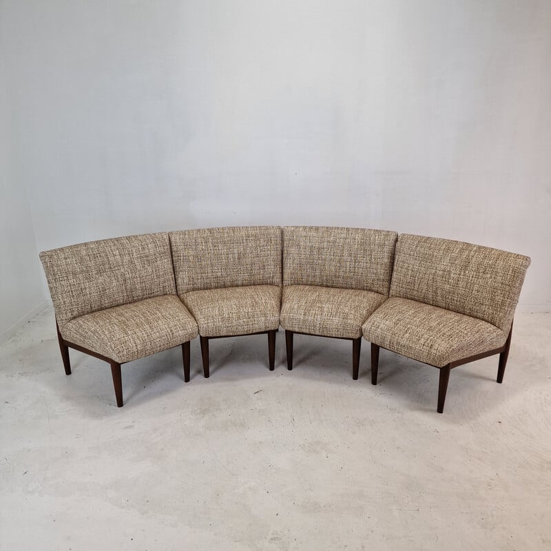 Set of 4 vintage teak and fabric chairs, Denmark 1960