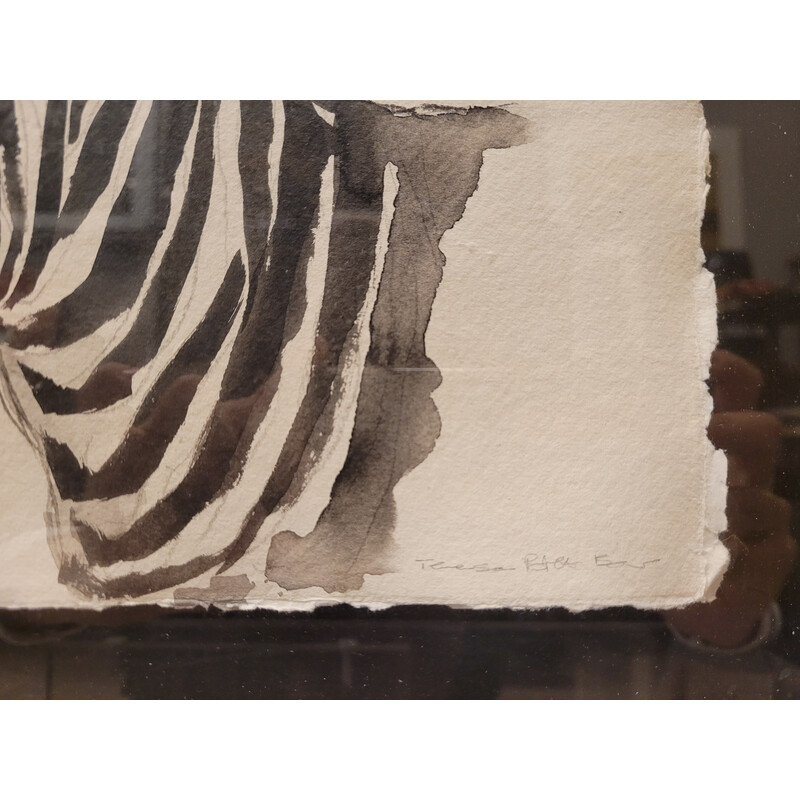 Vintage watercolor "Zebra" in India ink