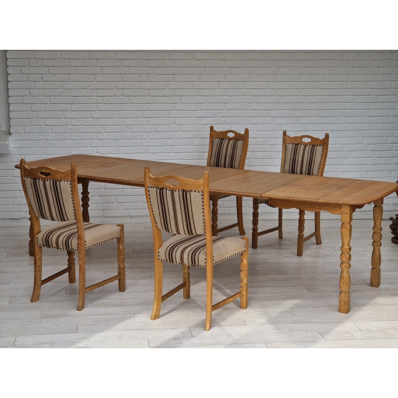 Vintage oakwood dining set, Denmark 1970