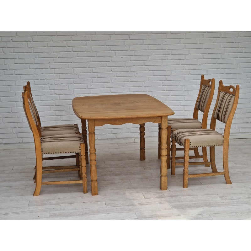 Vintage oakwood dining set, Denmark 1970