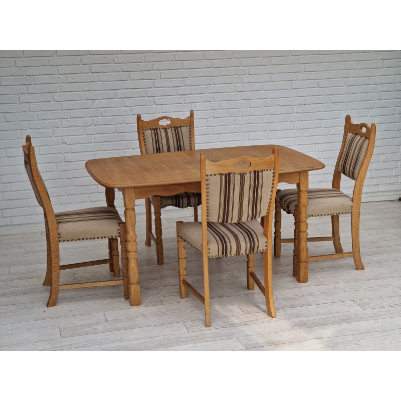 Vintage oakwood dining set, Denmark 1970