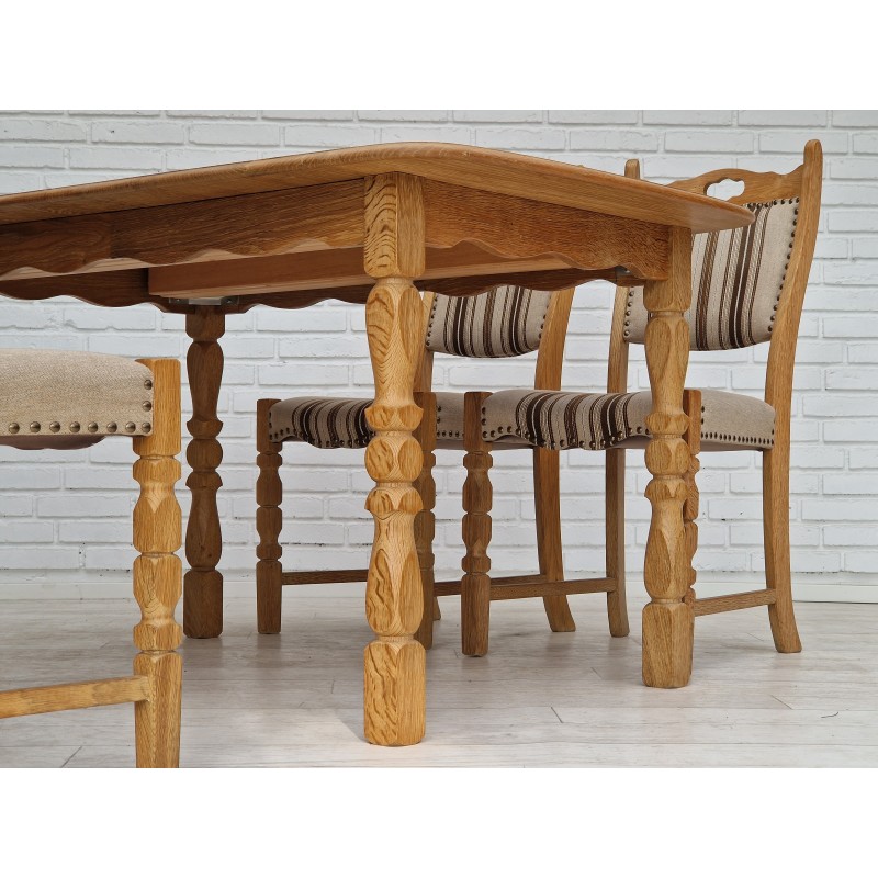 Vintage oakwood dining set, Denmark 1970