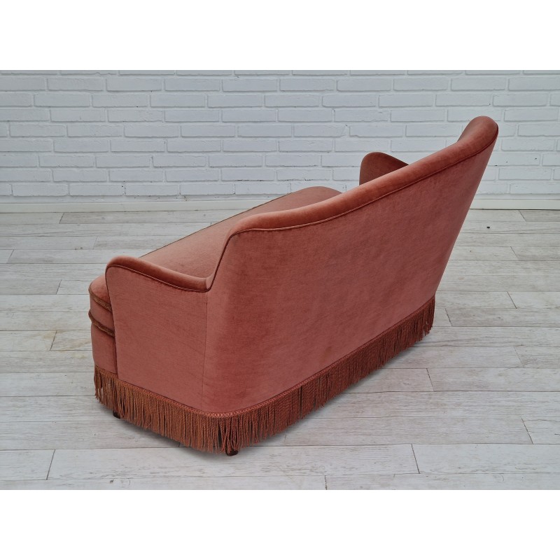 Vintage-Sofa aus Samt und Buchenholz, Dänemark 1970