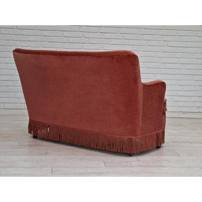 Vintage sofa in velvet and beech wood, Denmark 1970