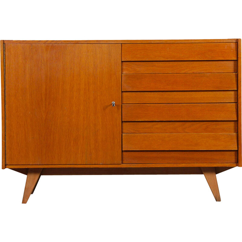 Vintage U-458 oakwood chest of drawers by Jiri Jiroutek for Interier Praha, 1960