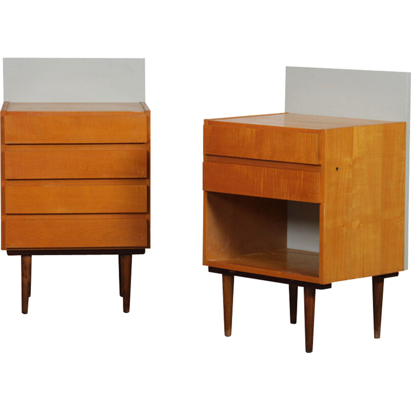 Pair of vintage wood nightstands, 1960